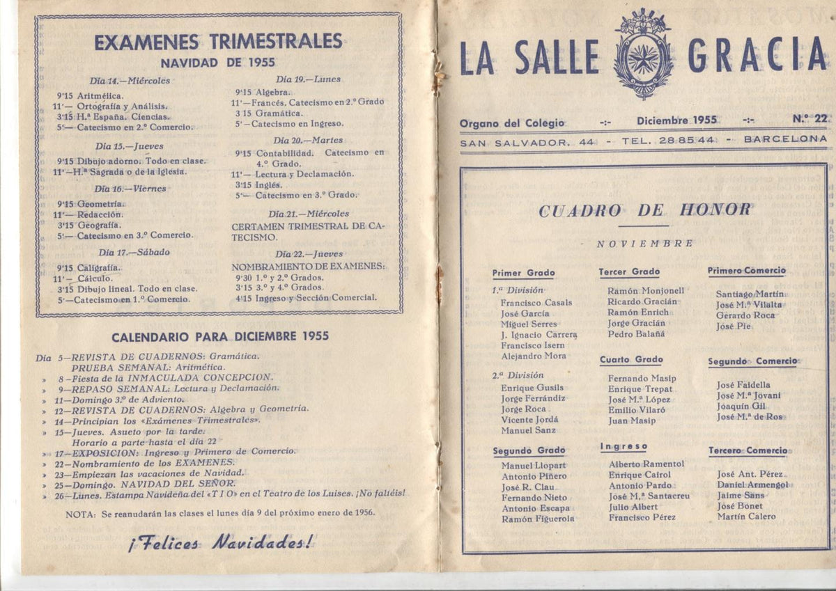 La Salle Gracia numero 22: Diciembre 1955