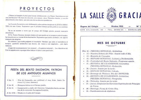 La Salle Gracia numero 20: octubre 1955