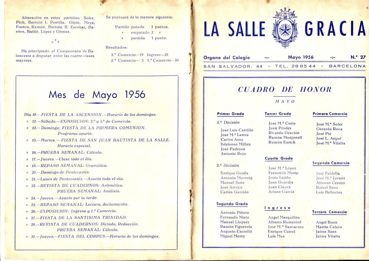 La Salle Gracia numero 27 Mayo 1956