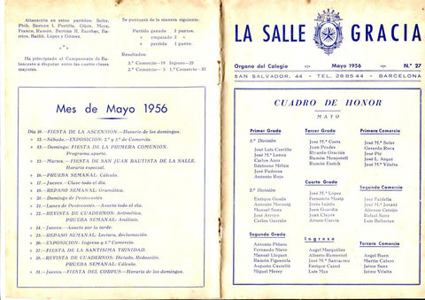La Salle Gracia numero 27 Mayo 1956