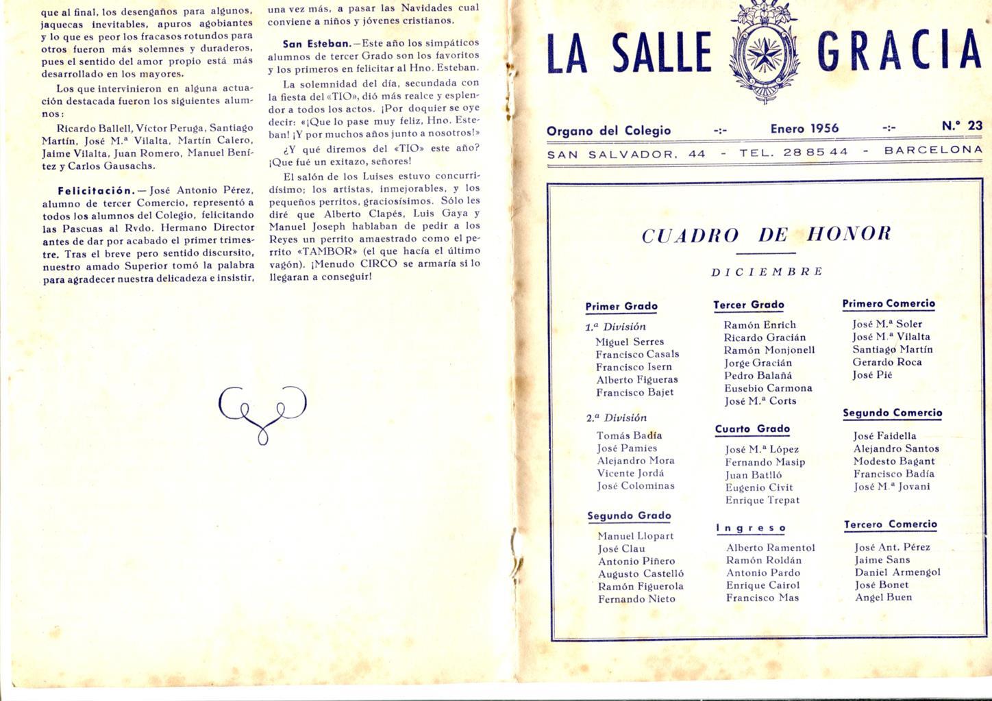 La Salle Gracia numero 23 febrero 1956