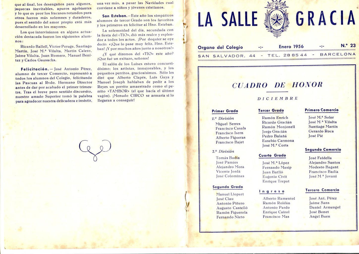 La Salle Gracia numero 23 febrero 1956