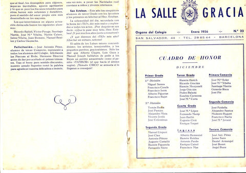 La Salle Gracia numero 23 febrero 1956