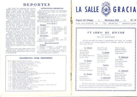 La Salle Gracia numero 12 noviembre 1954