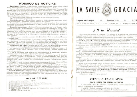 La Salle Gracia numero 11 Octubre 1954