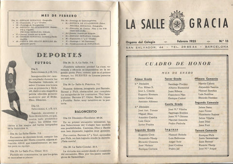 La Salle Gracia numero 15 febrero 1955