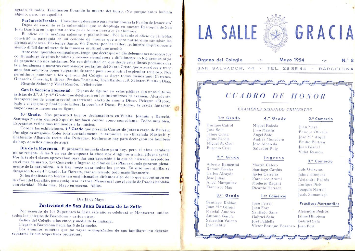 La Salle Gracia numero 08 Mayo 1954; Caldentey