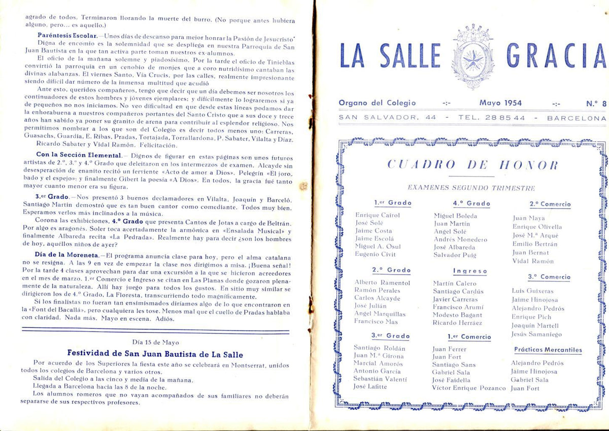 La Salle Gracia numero 08 Mayo 1954; Caldentey