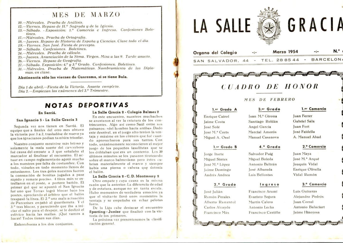 La Salle Gracia numero 06 Marzo 1954