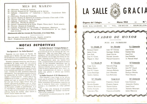 La Salle Gracia numero 06 Marzo 1954