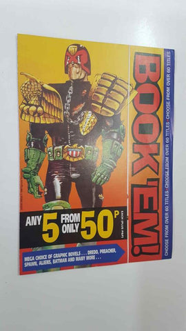 Folleto publicitario desplegable: Fantasy and SF Book Club. Special Graphic Novel Section. Front cover from Judge Dredd: Judgement Day