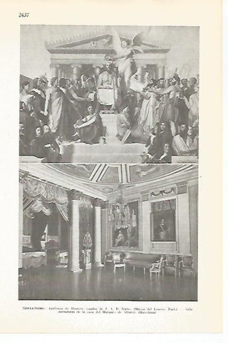 LAMINA VOX 16975: Apoteosis de Homero, por Ingres y Sala de la casa del Marques de Alfarras en Barcelona