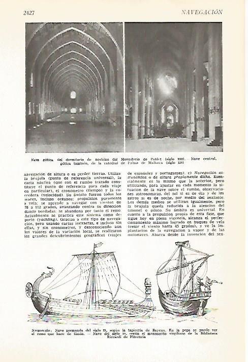 LAMINA VOX 16972: Monasterio de Poblet, catedral de Mallorca y naves antiguas