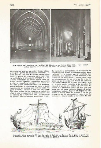 LAMINA VOX 16972: Monasterio de Poblet, catedral de Mallorca y naves antiguas