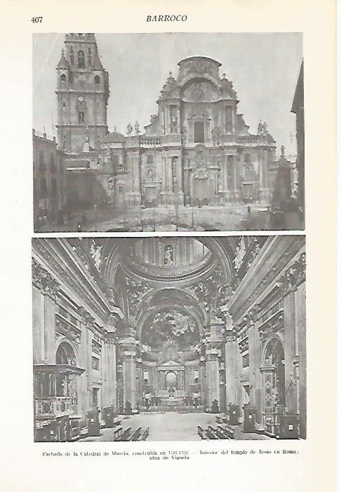 LAMINA VOX 16595: Catedral de Murcia y Templo de Jesus en Roma