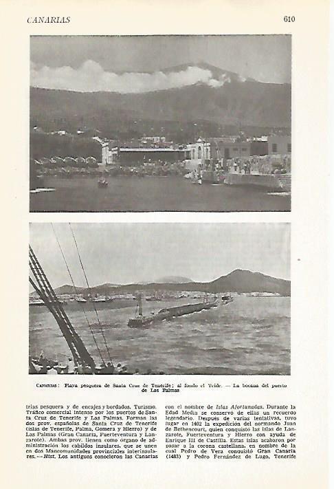 LAMINA VOX 16639: Playa de Santa Cruz de Tenerife y puerto de Las Palmas