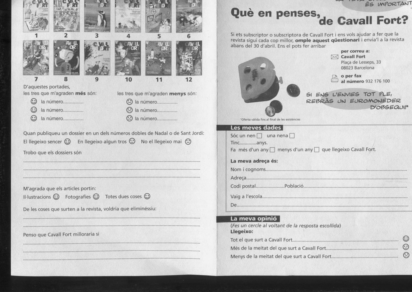 Encuesta a suscriptores/compradores de la revista Cavall Fort