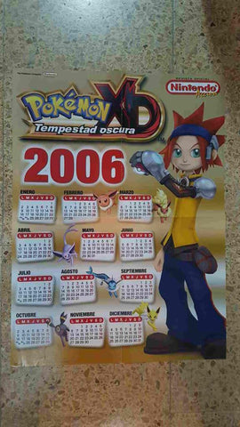 Poster-calendario desplegable 2006 a doble cara: Pokemon Tempestad Oscura y al otro lado Nintendogs, de la Revista Oficial Nintendo Accion