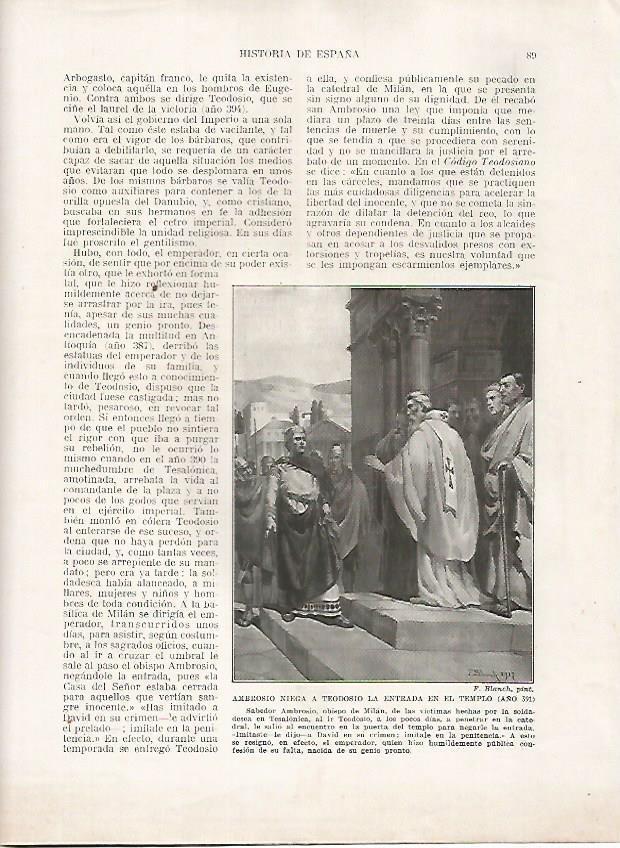 LAMINA 18119: Ambrosio niega la entrada al templo a Teodosio