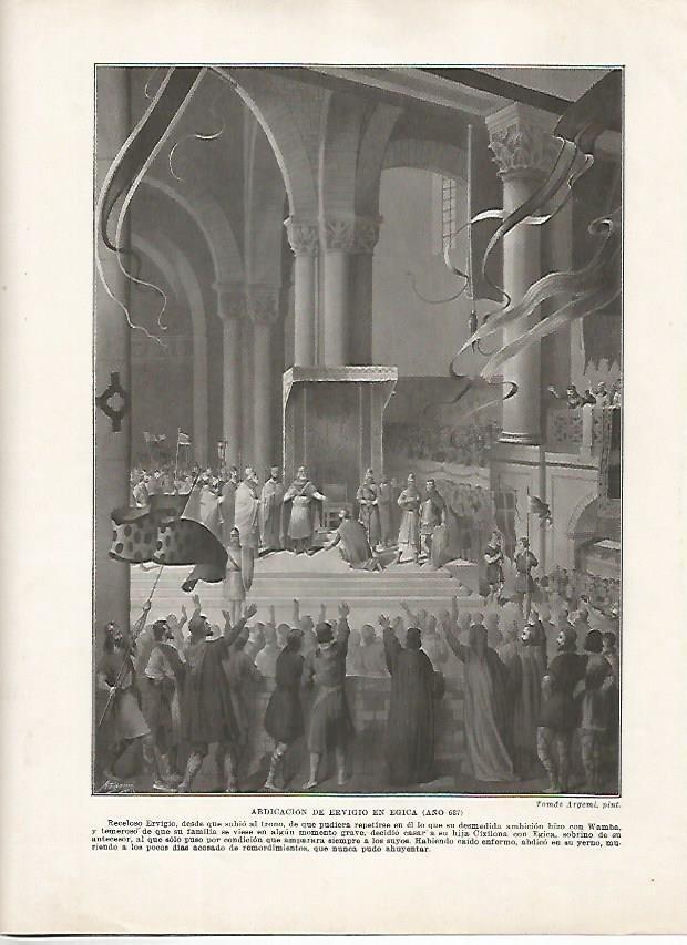 LAMINA 18144: Abdicacion de Ervigio en Egica en el 687
