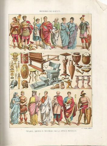 LAMINA 18139: Trajes, armas y muebles de la epoca romana