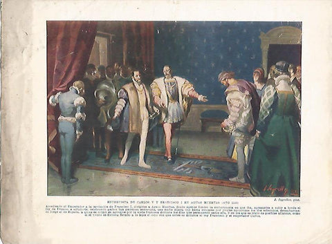 LAMINA 18064: Entrevista de Carlos V y Francisco I en el año 1538