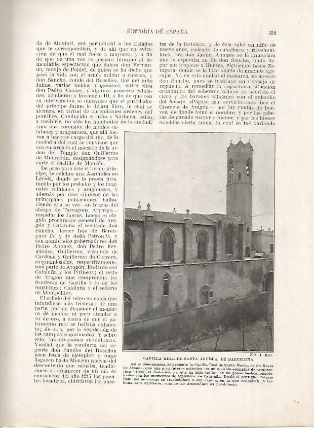 LAMINA 18223: Capilla Real de Santa Agueda en Barcelona