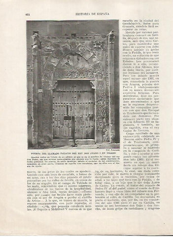 LAMINA 18255: Puerta del Palacio del Rey Pedro I en Toledo