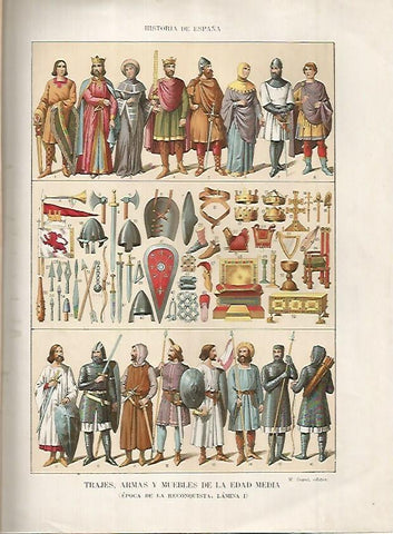 LAMINA 18246: Trajes, armas y enseres de los siglos de la Reconquista