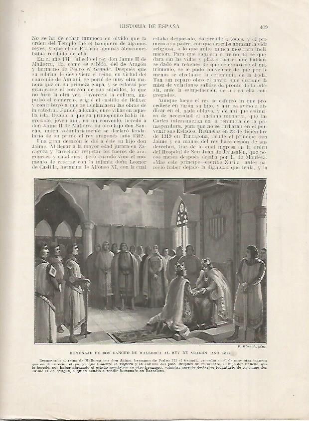 LAMINA 18244: Homenaje de Sancho de Mallorca al rey de Aragon en 1312