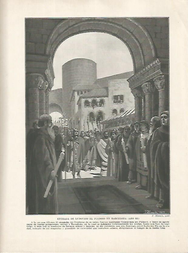 LAMINA 18164: Entrada de Ludovico el Piadoso en Barcelona en el 801