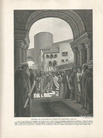 LAMINA 18164: Entrada de Ludovico el Piadoso en Barcelona en el 801
