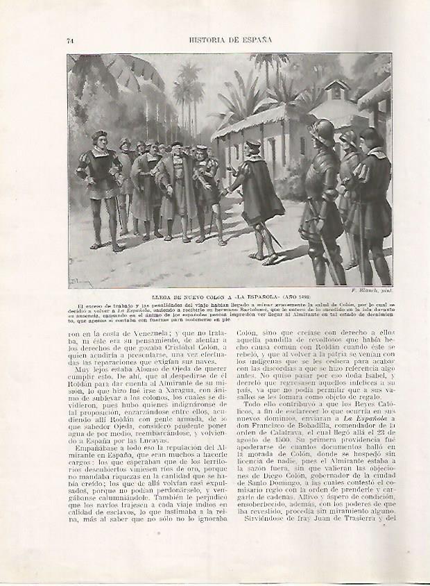 LAMINA 17933: Llegada de Colon a La Española, 1498