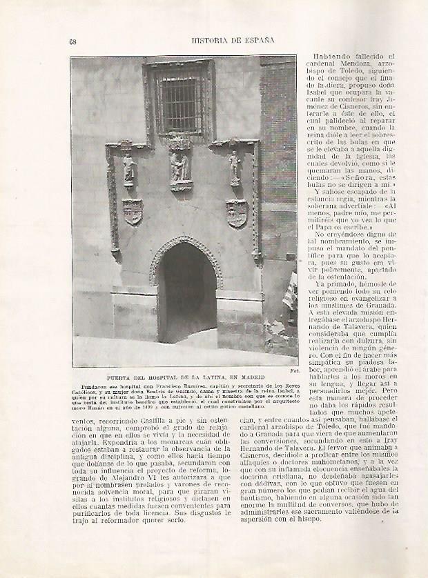 LAMINA 17929: Puerta del Hospital de la Latina en Madrid