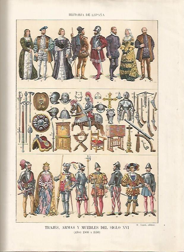 LAMINA 17928: Trajes, armas y enseres de la primera mitad del siglo XVI