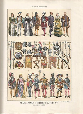 LAMINA 17928: Trajes, armas y enseres de la primera mitad del siglo XVI