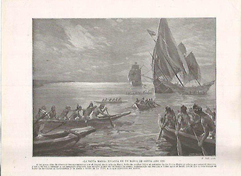 LAMINA 17918: La Santa Maria encallada en Haiti, 1492