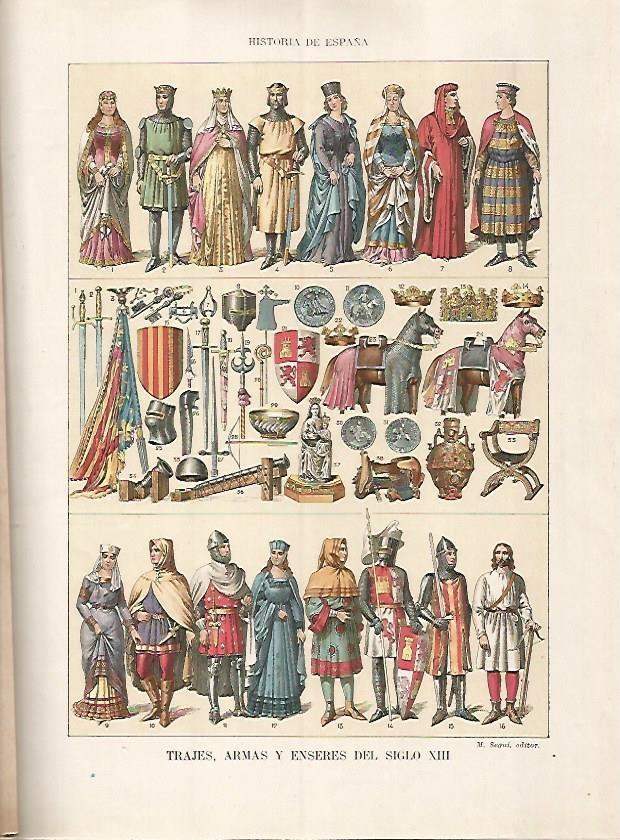 LAMINA 17858: Trajes, armas y enseres del siglo XIII