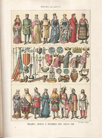 LAMINA 17858: Trajes, armas y enseres del siglo XIII