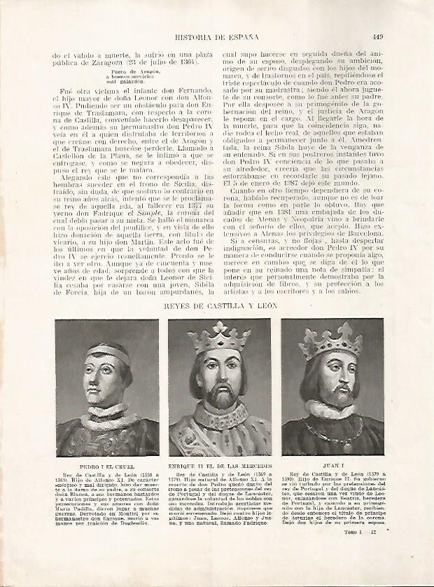 LAMINA 17852: Pedro I el Cruel, Enrique II y Juan I
