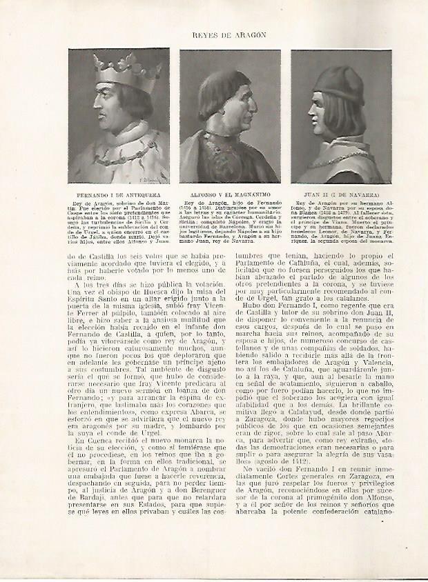 LAMINA 17862: Fernando I de Antequera, Alfonso V el Magnanimo y Juan II