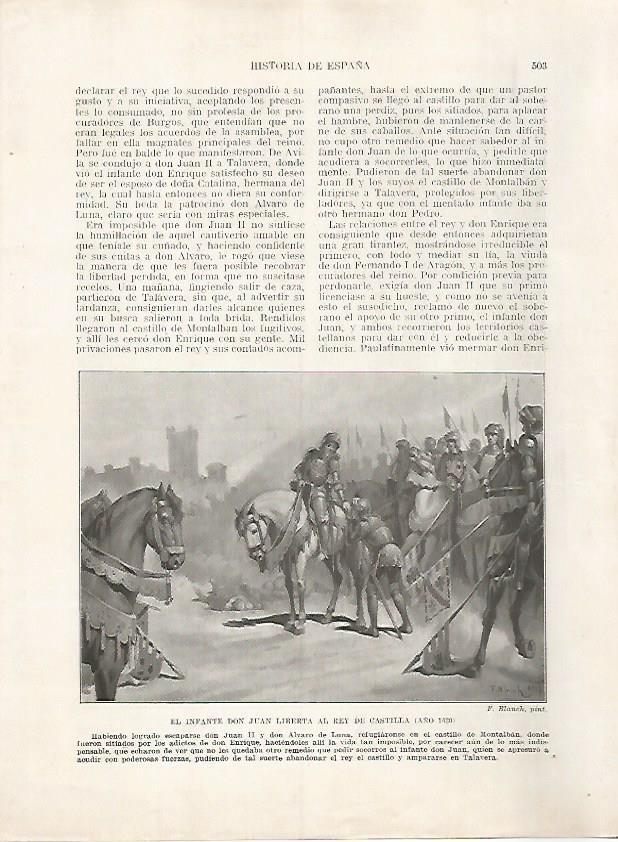 LAMINA 17869: El infante Don Juan liberta al rey de Castilla, 1420