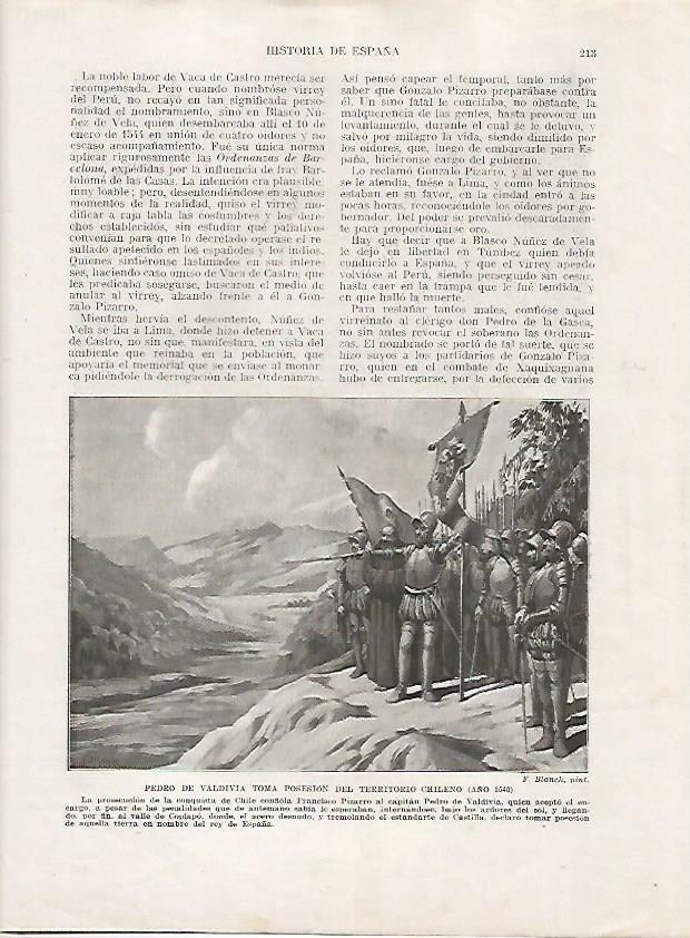 LAMINA 18015: Pedro de Valdivia conquistando Chile en 1540