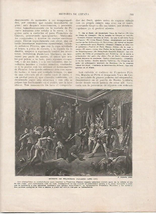LAMINA 18014: Muerte de Francisco Pizarro en el año 1541