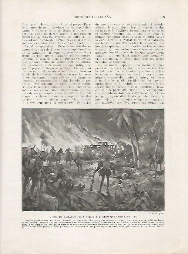 LAMINA 18010: Diego de Almagro quemando un pueblo en el año 1525