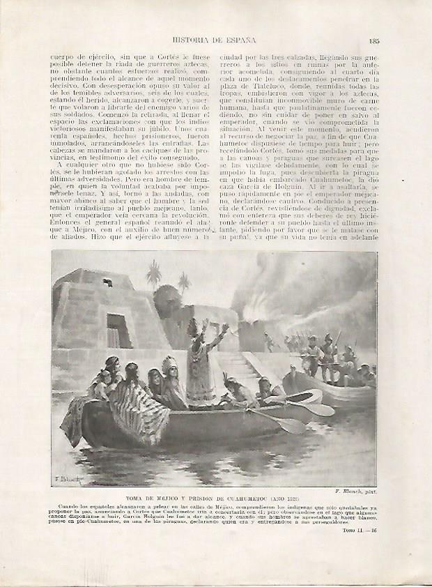 LAMINA 18006: Toma de Mexico y prision de Cuahumetoc, 1521