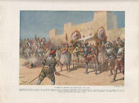 LAMINA 18005: Pizarro empresona a Atahualpa en 1532