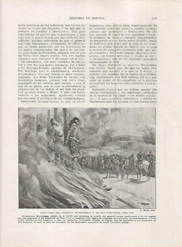 LAMINA 18001: Ejecucion de Quelpopoca y sus capitanes en el año 