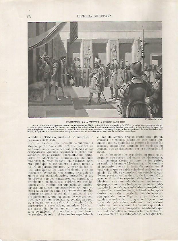 LAMINA 17999: Moctezuma visita a Hernan Cortes en el año 1519