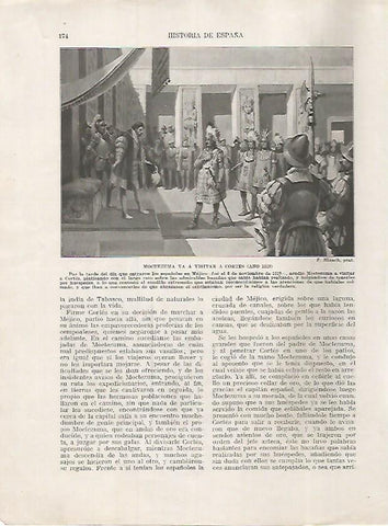 LAMINA 17999: Moctezuma visita a Hernan Cortes en el año 1519